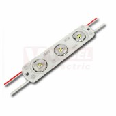 LED modul 3x SMD2835, 1,2W, 12VDC, 100mA, 6550K, 130lm, barva bílá, obdélník, živ.30 000h, stmívatelný, vyzař.úhel 170°, propojení kabelem, rozměr 80x17,6x7,6mm, IP67 (211.005.51.0)