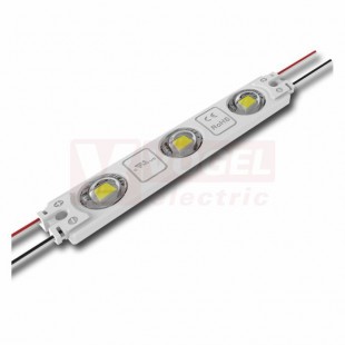 LED modul 3x SMD5753, 1,32W, 12VDC, 110mA, 6450K, 110lm, barva bílá, obdélník, živ.30 000h, stmívatelný, vyzař.úhel 160°, propojení kabelem, rozměr 85x17,6x9,3mm, IP65 (211.008.51.0)