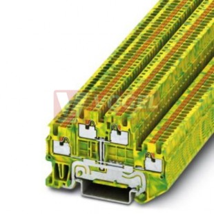 PTTB 1,5/S-PE svorka řadová, PUSH-IN, PE ze/žl, dvoupatrová, š=3,5mm (3208537)