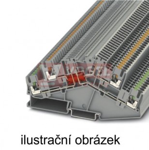 PTTBS 2,5-TGB/MTB svorka řadová, rozpojovací, dvoupatrová, šikmá, 1 rozpojovací místo, PUSH-IN, 4 přípojky, šedá, 16A, š=5,2mm (3210406)