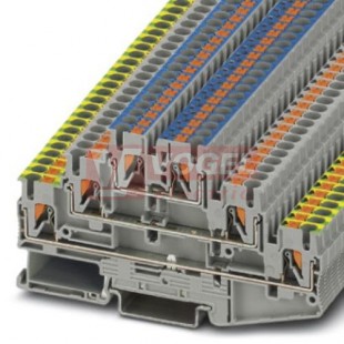 PT 2,5-PE/L/N svorka řadová, pro ochranný vodič, 6 přípojek, 3-patrová, PUSH-IN, šedá, š=5,2mm (3210538)