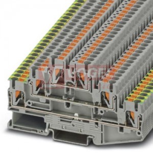 PT 2,5-PE/L/L svorka řadová, pro ochranný vodič, 6 přípojek, 3-patrová, PUSH-IN, šedá, š=5,2mm (3210541)