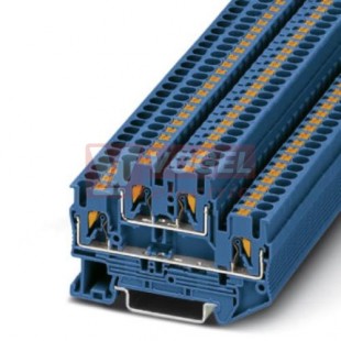 PTTB 2,5 BU svorka řadová, 2-patrová, 4 svorky,  PUSH-IN, modrá, š=5,2mm (3210570)