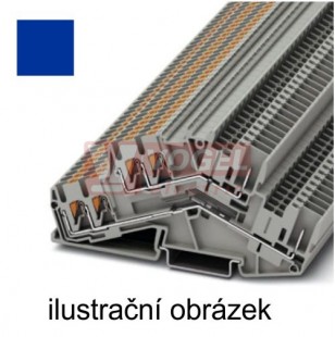 PTTBS 2,5-TWIN/2P BU svorka řadová, PUSH-IN, sv.modrá, 2-patrová, připojení 2xPUSH-IN / 1xzástrčka,  š=5,2mm(3210605)