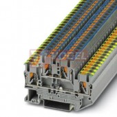 PTTB 2,5-PE/N svorka řadová, 2-patrová, 4 svorky, šedá, nahoře modrá, dole zeleno/žlutá, PUSHIN, 24 A, š=5,2mm (3210981)