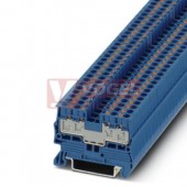 PT 2,5/S-QUATTRO BU CUS svorka řadová, průchozí, s rozšířenými označ. drážkami pro TMT, PUSH-IN, 4 přípojky, modrá, š=5,2mm (3211029)