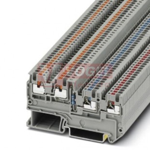 PTIO 1,5/S/3-L-R100K/O-M 120V svorka řadová, iniciačního/akční prvku, 3-patrová, 18A, PUSH-IN, 4 přípojky, barva šedá, š=3,5mm (3209034)