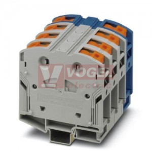 PTPOWER 95-3L/N svorka řadová, blokovaná, 1000V AC/1500V DC, 232A, připojení Power Turn, 8 přípojek, 4 póly, šedá/modrá, š=100mm (3260112)