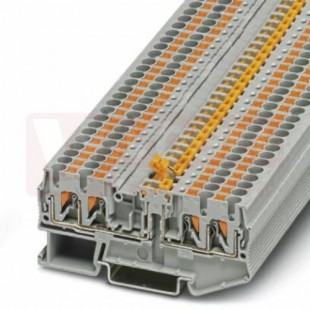 PTC 2,5-QUATTRO-MT svorka řadová, rozpojovací, (nožová), PUSH-IN, šedá, 20A, 4 přípojky, š=5,2mm (3270085)