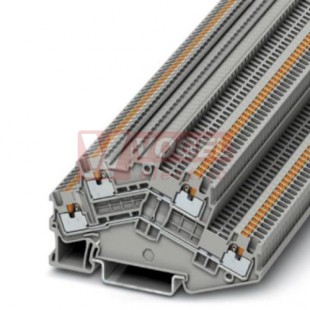 PTTBS 1,5/S svorka řadová, 2-patrová, 4 přípojky, PUSH-IN,500V/16A, šedá, š=3,5mm (3214657)