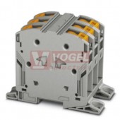 PTPOWER 50-3L-F svorka řadová, blokovaná, 1000V AC/1500V DC, 150A, připojení Power Turn, 6 přípojek, 3 póly, šedá, š=60mm (3260057)