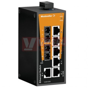 IE-SW-BL08T-6TX-2SCS ethernetový Switch BasicLine, neřízený, 6xRJ45, 2xSC optický port, 10/100MBit/s, 12-60VDC, IP30, š 50mm, -40..+75°C (1412120000)