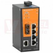 IE-SW-BL06-1TX-4POE-1SC ethernetový Switch BasicLine, neřízený PoE+, 1+4xRJ45 10/100MBit/s PoE+, 1xSC optický port 10/100MBit/s, 12-57VDC, IP30, š 50mm, -10°C..+60°C (1504250000)