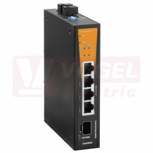 IE-SW-BL05T-1GS-4GTPOE ethernetový Switch BasicLine, neřízený PoE+, 4xRJ45 10/100/1000MBit/s + 1xSlot 1000BaseSFP, 24-57VDC, IP30, š29mm, -40..+75°C (1504380000)