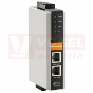 IE-GWT-MB-2TX-1RS232/485 ethernetový Switch Modbus TCP/RTU Gateway, 2xRJ45, 1x DB9 pro RS-232, 1x svorkovnice pro RS-422/485, 12-48VDC, IP30, š 29mm, -40°C..75°C (1504470000)