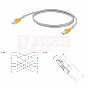 IE-C6FP8LD0004X40X40-Y Patch kabel křížený Cat.6 S/FTP, konektory RJ45/RJ45, IP20, šedý, délka 0,4m, plášť LSZH bezhalogenový (1312160004)