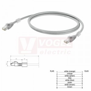 IE-C6FP8LD025CM40M40-D Patch kabel Cat.6 S/FTP, konektory RJ45/RJ45, IP20, šedý, délka 0,25m, plášť LSZH bezhalogenový (1353030000)