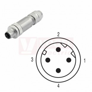 SAISGC-M-4D-5/8-M12-CF (st.zn. SAISC-M-4/8S-M12-D-COD) konektor M12/4pin/vidl/přímý, kov.tělo, stíněné D-kódování, krimpovací, pro montáž 0,34-0,5mm2, sevření 5-8mm, pro Industrial Ethernet, pozlacené kontakty, IP67 (1467840000)
