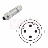 SAISC-M-4/8S-M12-D-COD konektor M12/4pin/vidl/přímý, kov.tělo, stíněné D-kódování, krimpovací, pro montáž 0,34-0,5mm2, sevření 5-8mm, pro Industrial Ethernet, pozlacené kontakty, IP67 (1467840000)