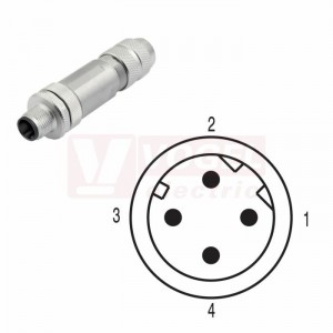 SAISGC-M-4D-5/8-M12-CF (st.zn. SAISC-M-4/8S-M12-D-COD) konektor M12/4pin/vidl/přímý, kov.tělo, stíněné D-kódování, krimpovací, pro montáž 0,34-0,5mm2, sevření 5-8mm, pro Industrial Ethernet, pozlacené kontakty, IP67 (1467840000)