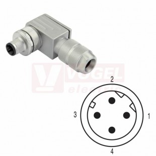 SAISWC-M-4/8S-M12-D-COD konektor M12/4pin/vidl/úhlový, kov.tělo stíněné, D-kódování, krimpovací, pro montáž 0,34-0,5mm2,  pro Industrial Ethernet (1467850000)