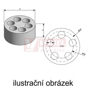 MMS-011N (2x4) vícenásobná těsnící vložka 2x pr.4mm, D x v 10,9x7mm, pro upínací rozsah 4-8mm, černá, materiál NBR