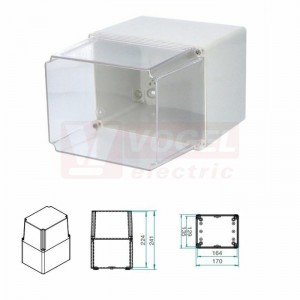 Krabice SolidBOX 68101 IP65, povrchová/průhledné víko, v170xš135xh241mm, hladké boky, kovové šrouby, barva šedá, IK07