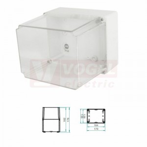 Krabice SolidBOX 68141 IP65, povrchová/průhledné víko, v170xš135xh176mm, hladké boky, kovové šrouby, barva šedá, IK07