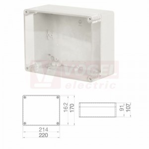 Krabice SolidBOX 68171 IP65, povrchová/průhledné víko, v220xš170xh107mm, hladké boky, kovové šrouby, barva šedá, IK07