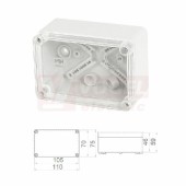 Krabice SolidBOX 68031 IP65, povrchová/průhledné víko, v110xš75xh59mm, hladké boky, kovové šrouby, barva šedá, IK07