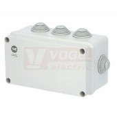 Krabice SolidBOX 68052 IP55, povrchová/plné víko, 8x stupňovité vývodky, v130xš95xh58mm, kovové šrouby, barva šedá, IK07