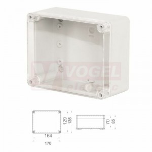 Krabice SolidBOX 68111 IP65, povrchová/průhledné víko, v170xš135xh85mm, hladké boky, kovové šrouby, barva šedá, IK07