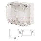 Krabice SolidBOX 68211 IP65, povrchová/průhledné víko, v270xš220xh168mm, hladké boky, plastové šrouby, barva šedá, IK07