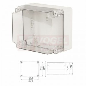 Krabice SolidBOX 68211 IP65, povrchová/průhledné víko, v270xš220xh168mm, hladké boky, plastové šrouby, barva šedá, IK07