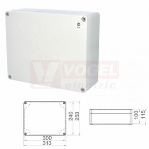 Krabice SolidBOX 68230 IP65, povrchová/plné víko, v313xš253xh115mm, hladké boky, plastové šrouby, barva šedá, IK07