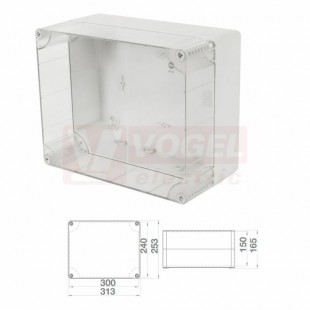Krabice SolidBOX 68241 IP65, povrchová/průhledné víko, v313xš253xh165mm, hladké boky, plastové šrouby, barva šedá, IK07