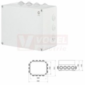 Krabice SolidBOX 68242 IP55, povrchová/plné víko, 14x stupňovité vývodky, v342xš282xh165mm, plastové šrouby, barva šedá, IK07