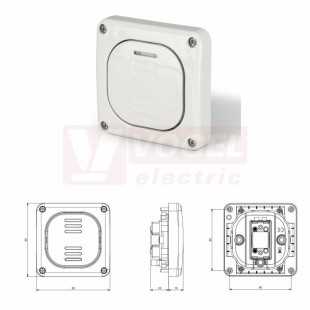 Spínač IP66 1  137.3011 PROTECTA spínač jednopólový 10A/250VAC s kontrolkou, barva šedá RAL7035, IK07, rozměr 95x95mm (bez krabice)