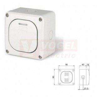 Spínač IP66 6  137.5211 PROTECTA přepínač střídavý č.6 10A/250VAC s kontrolkou, barva šedá RAL7035, IK07, 4 kabel.vstupy M20, rozměr 95x95mm