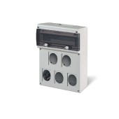 Rozvodnice zásuvková 14M IP66 (řada BLOCK 5) nástěnná, průhl.dvířka, 5x čelní otvor,  rozměr švh 272x414x110mm   (Scame 632.5500-000)