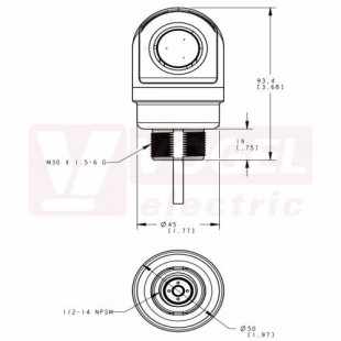 TL50ALS3 alarm, přerušovaný tón, 12-30V DC, 24V AC, IP67, mont.závit M30x1,5mm, rozměr pr.50xv93,4mm, připojení kabelem 2m (3027313)