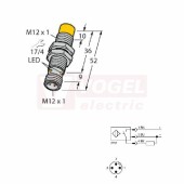 NI8U-EM12-AP6X-H1141 snímač indukční M12, Sn=8mm, nestíněný, PNP/NO, nerez, konektor M12x1, délka těla 52mm, 10-30VDC, IP68(1644340)