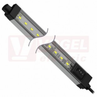 WLS28-2CW145DXPB osvětlení pracovní plochy 12-30V DC, barva bílá kaskádovatelná, 300lumen, 6500K, difuzor polykarbonát rozptýlený, tělo hliník, kabel 2m, přepínač I=nízká, O=VYPNUTO, II=vysoká, rozměr 221,5x28x25mm, IP50 (3087770)