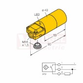 NI20-K40SR-AP6X senzor indukční, válcový, Sn=20mm, nestíněný, PNP/NO, 10-30VDC, délka těla 90mm, 2x kabel.vývodky (axiální, radiální), svorkovnice, plast, ABS, IP67  (16026)