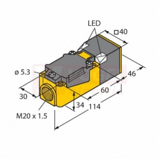 BI15-CP40-LIU snímač indukční, s analog.výstupem, Sn=15mm, stíněný, 15-30VDC, 4-drát, rozměr 114x40x40mm, svorkovnice, IP67 (15356)