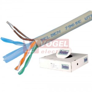 UTP kabel Cat.6  4x2x0,5 drát CAT.6 U/UTP PVC SOL, šedý pro vnitřní použití (Belden 7965E.00A305)