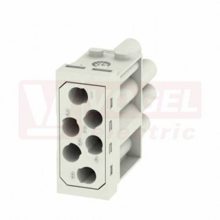 Konektor   6pin  Z  16A/830V HDC MHE 6P FC, modulární konektor do rámečku, krimpovací, pro kontakty 0,5-4mm2 (1505660000)