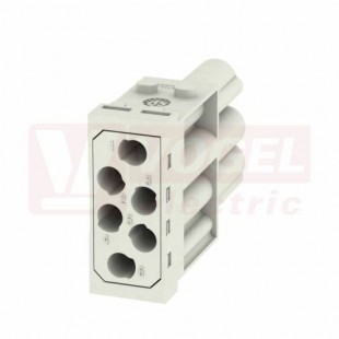 Konektor   6pin  V  16A/830V HDC MHE 6P MC, modulární konektor do rámečku, krimpovací, pro kontakty 0,5-4mm2 (1505650000)