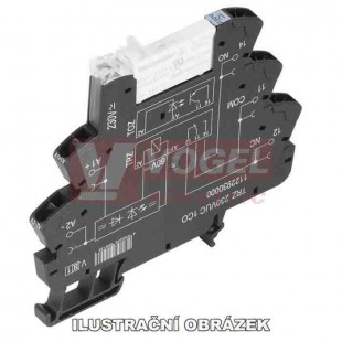 TRZ 24-230VUC 1CO paticové relé TERMSERIE, 1 přepínací kontakt, 6A/250VAC AgSnO, LED indikace zelená, test. tlač. NE, pružinová patice, š=6,4mm (2154980000)