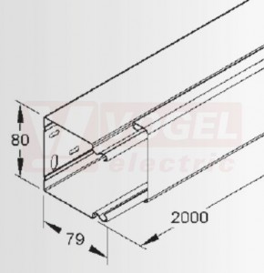 LLK 80.080  kanál s víkem, 80x80x2000mm, ocel, pozink, s děrováním dna (NIEDAX)